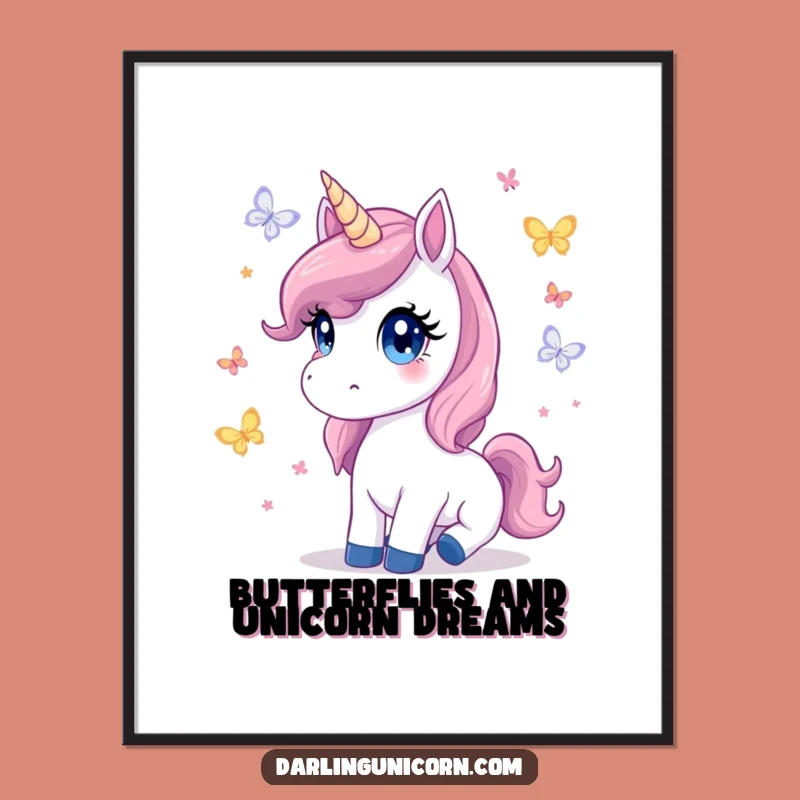 Free Printable Unicorn Wall Art: Gentle Butterflies, Whimsical Art Download