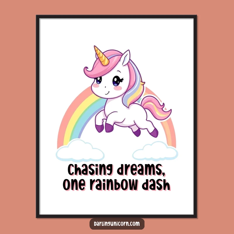 Free Printable Wall Art: Funny Unicorn Rainbow Leap Decor Downloadable Decor