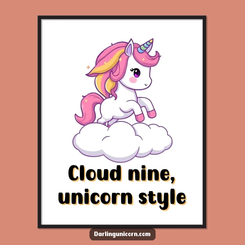 Free Printable Wall Art: Sparkling Unicorn Rainbow Leap - Funny Downloadable Art for Magic
