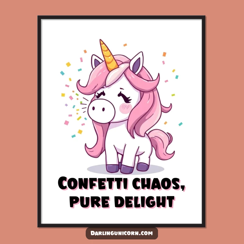 Free Printable Unicorn Sneeze Wall Art: Confetti Blast Whimsy Downloadable