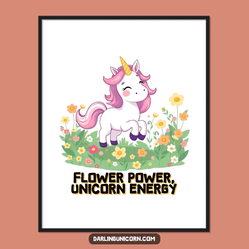 Free Printable Wall Art: Joyful Unicorn Flower Field - Funny Downloadable Art for Cheer