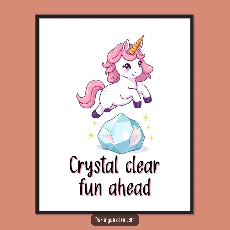 Free Printable Playful Unicorn Crystal Art - Funny Downloadable Decor for Energetic Spaces