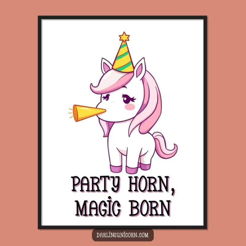 Free Printable Unicorn Wall Art: Party Horn Blast, Festive Decor