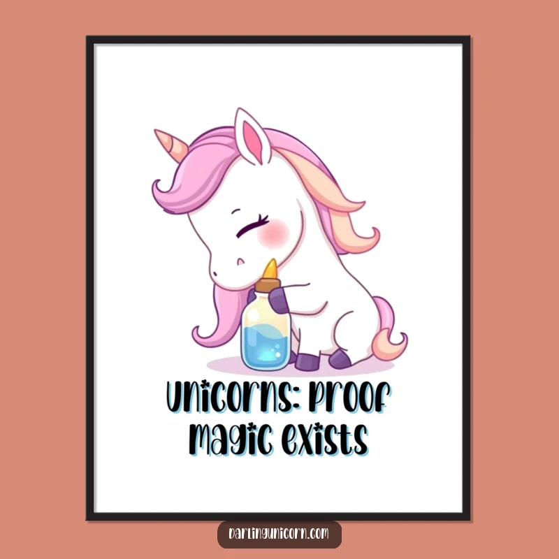 Free Printable Wall Art: Affectionate Unicorn Potion Humor, Downloadable Art