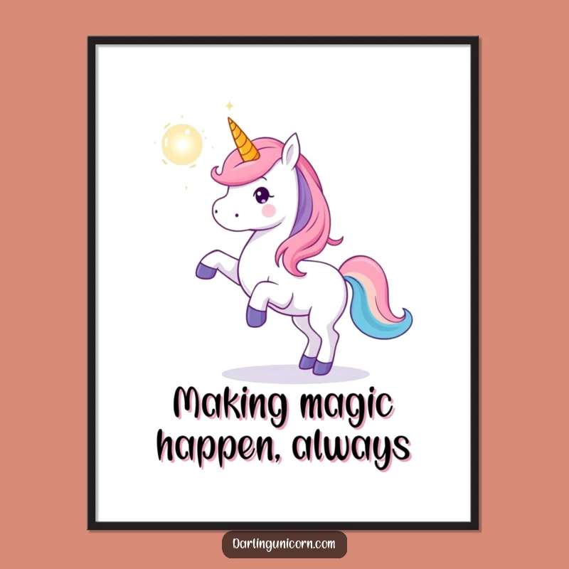 Free Printable Wall Art: Magic Orb Unicorn Playful Decor Downloadable Art