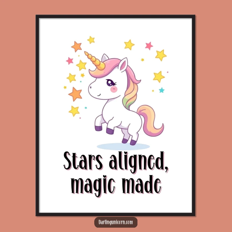 Free Printable Wall Art: Sparkling Unicorn Star Juggler - Funny Downloadable