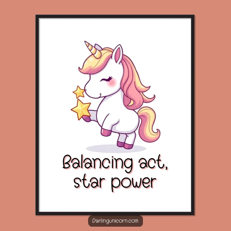 Funny Free Printable Wall Art: Unicorn Star Balance for Whimsical Home Decor