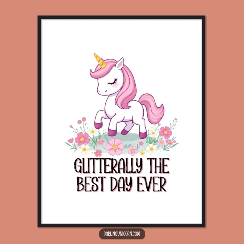 Free Printable Unicorn Wall Art: Playful Prancer, Funny Glittery Flowers, Magical Downloadable Decor