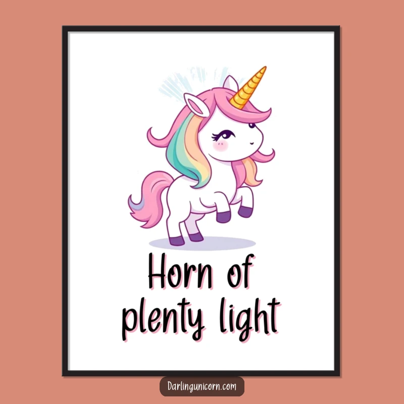 Funny Free Printable Wall Art: Unicorn Light Show, Magical Horn, Downloadable Decor!