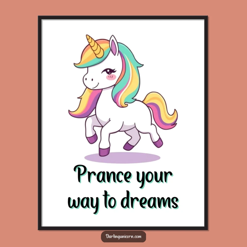 Funny Free Printable Wall Art: Joyful Unicorn Prance - Whimsical Downloadable Decor