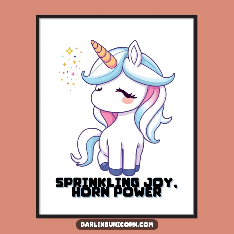 Free Printable Unicorn Wall Art: Magical Glitter Shower Horn, Enchanting Downloadable Art!