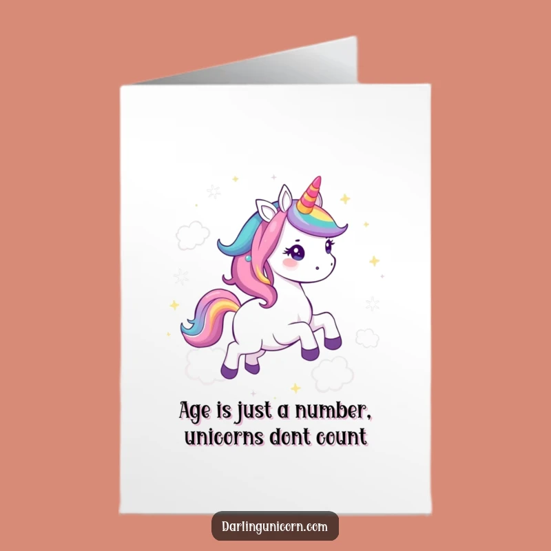 Free Printable Kawaii Unicorn Birthday Card: Funny Rainbow Cloud Gallop Downloadable Gift