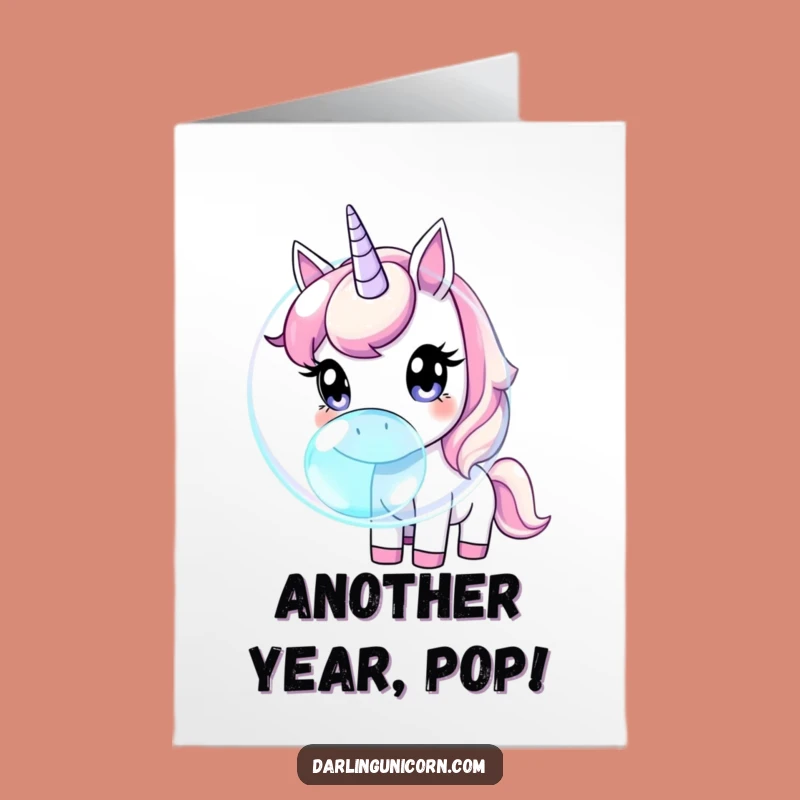 Free Printable Birthday Card: Curious Unicorn, Funny Bubble Sniffing, Instant Download Gift