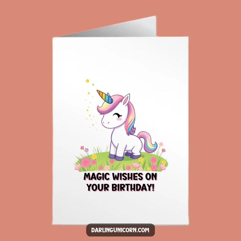 Free Printable Birthday Card Funny Unicorn Rainbow Horn Stardust Meadow Downloadable Gift