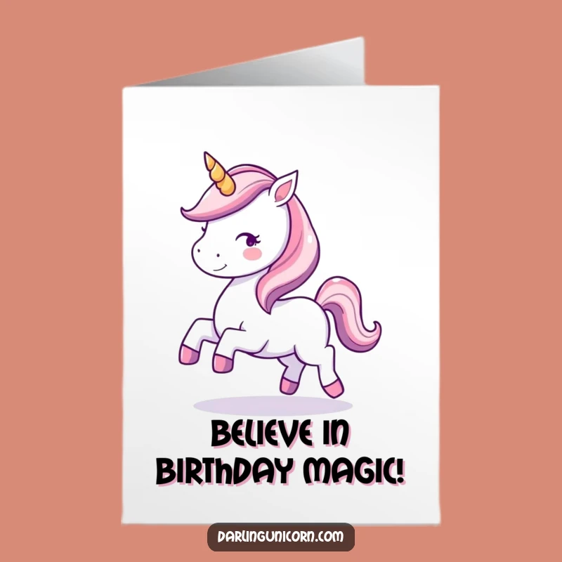 Free Printable Birthday Card: Kawaii Unicorn Magic, Funny Download
