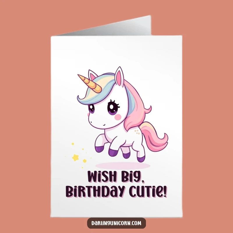 Free Printable Birthday Card: Kawaii Unicorn Stardust Trail - Funny Downloadable Surprise Gift