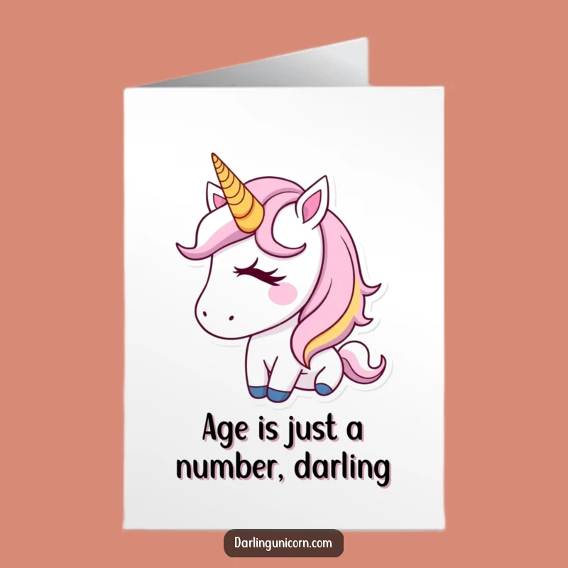 Free Printable Funny Birthday Card: Adorable Winking Golden Unicorn For Instant Joy