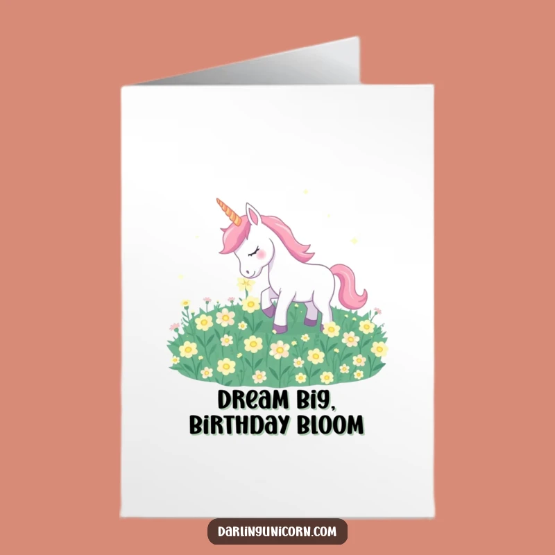 Free Printable Moonflower Unicorn Birthday Card: Gentle Nuzzle Downloadable