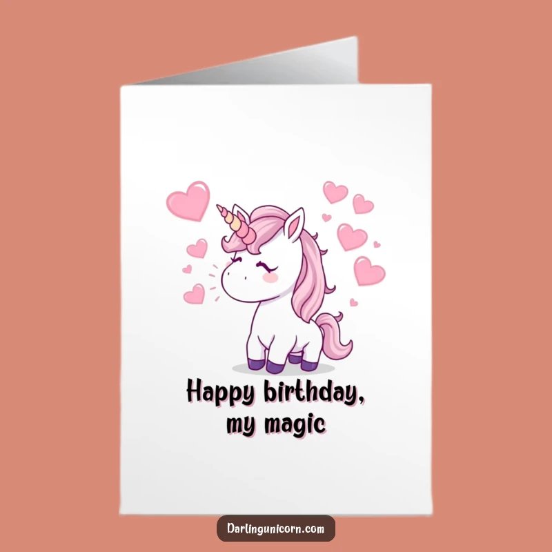 Free Printable Unicorn Kiss Birthday Card: Sparkling Hearts, Funny Downloadable Gift