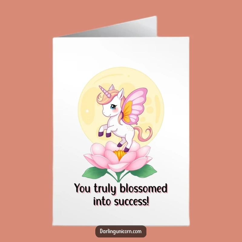 Free Printable Congrats Card: Butterfly Unicorn Moonflower Success, Downloadable Gift