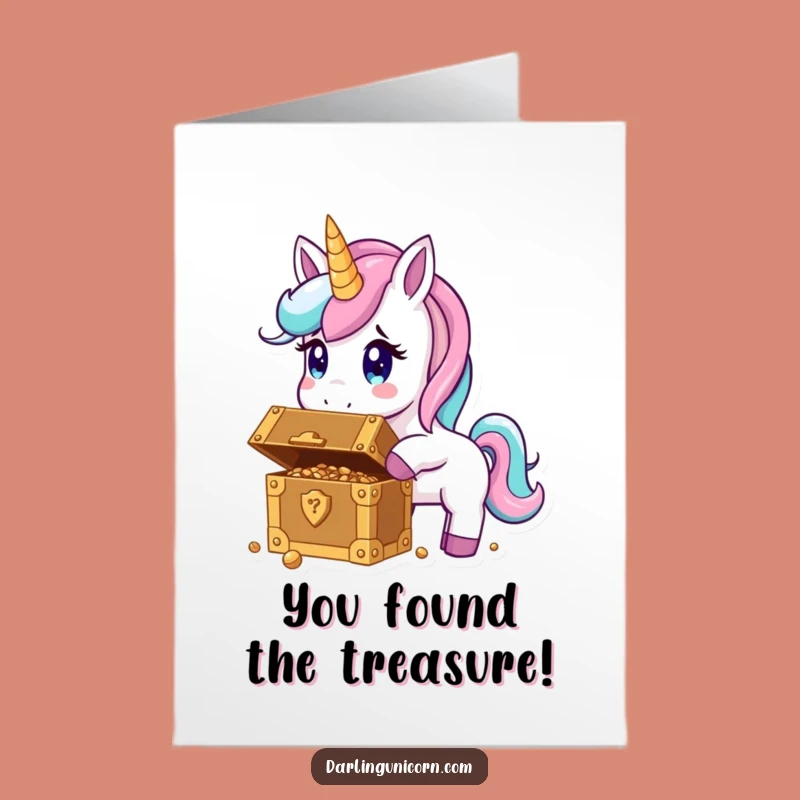 Free Printable Congrats Card: Surprised Unicorn, Hidden Treasure, Perfect Downloadable Gift!