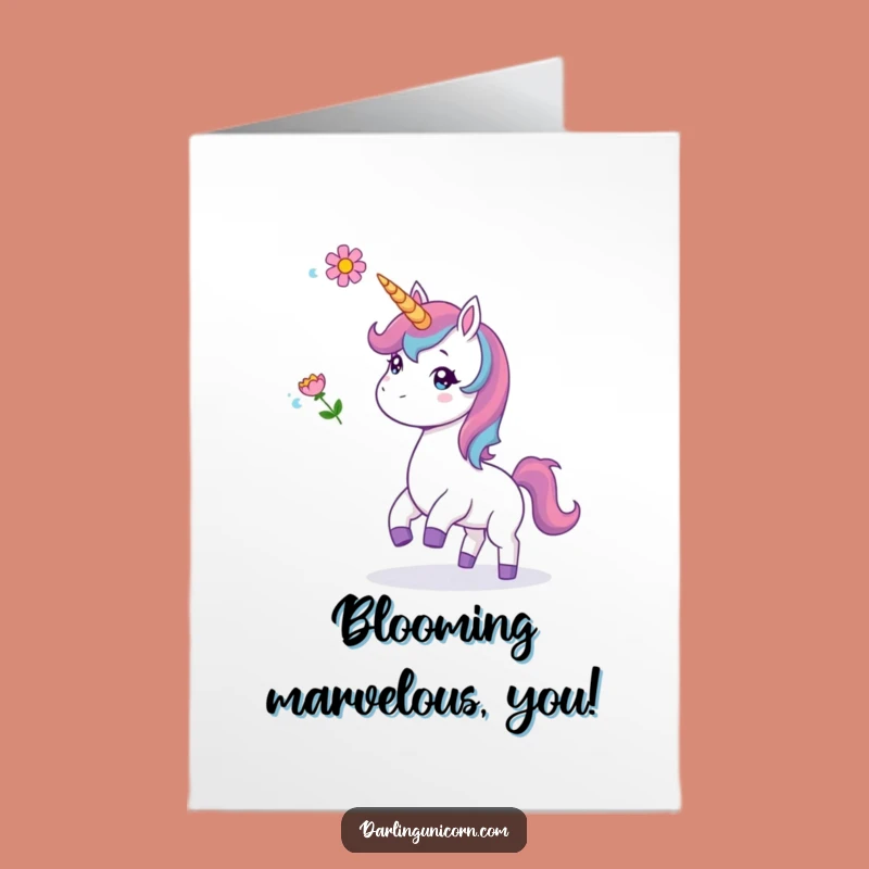 Free Printable Congrats Card: Unicorn Flower Toss for Blooming Success