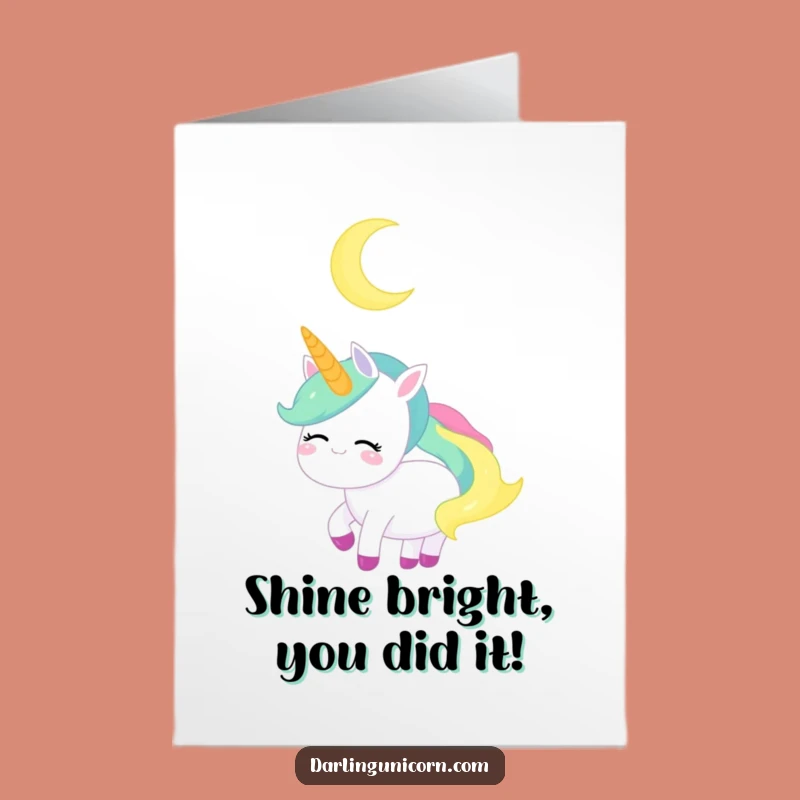 Free Printable Congrats Card: Unicorn Moon Gaze - Peaceful Downloadable Celebration