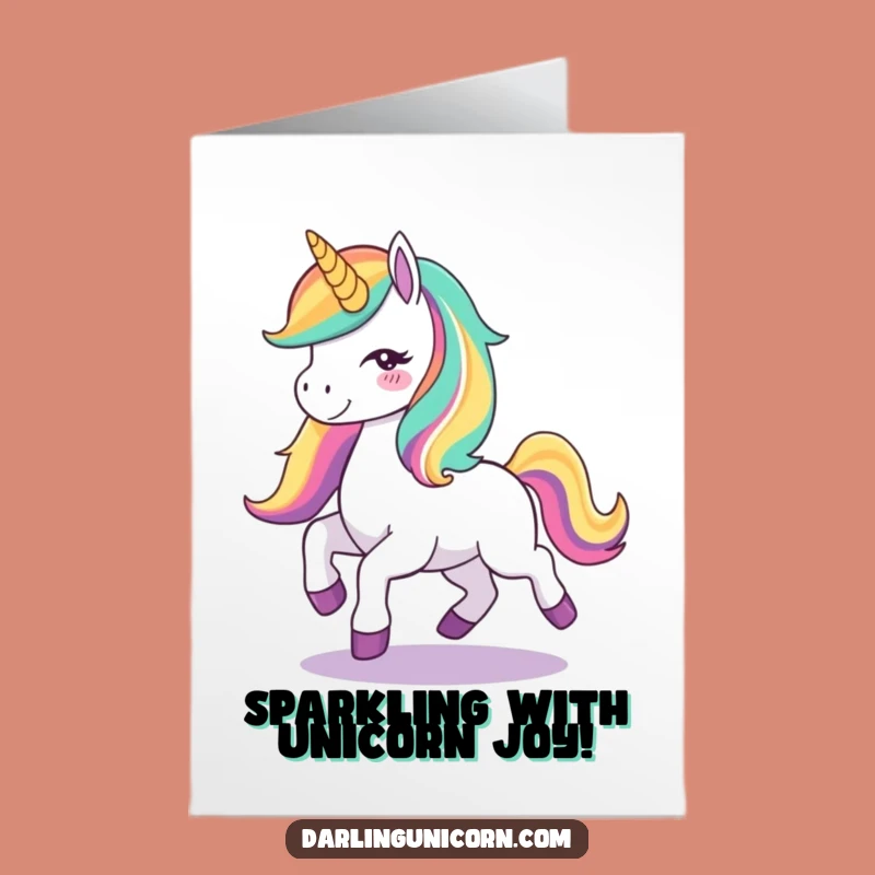 Free Printable Congrats Card: Unicorn's Joyful Leap - Magical Downloadable Gift