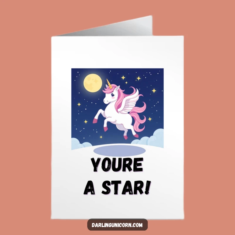 Free Printable Congrats Card: Wobbly Unicorn Starlit Cheers Downloadable Gift