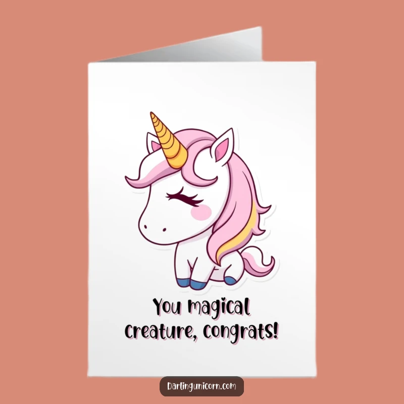 Free Printable Unicorn Card: Golden Horn Winker for Your Big Congratulations