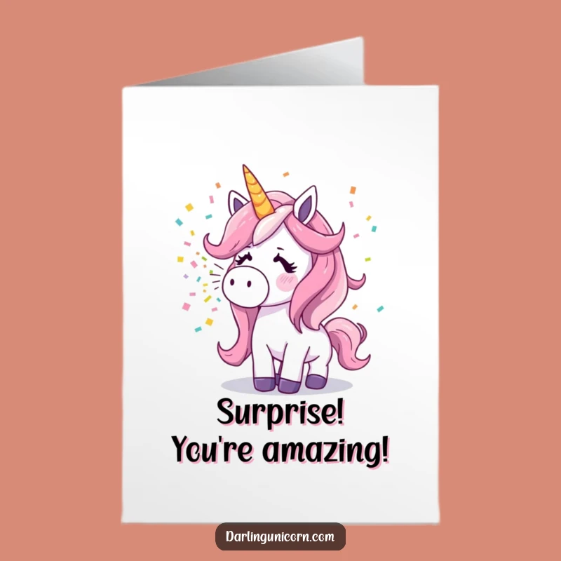 Free Printable Unicorn Sneeze Congrats Card: Confetti Celebration Downloadable