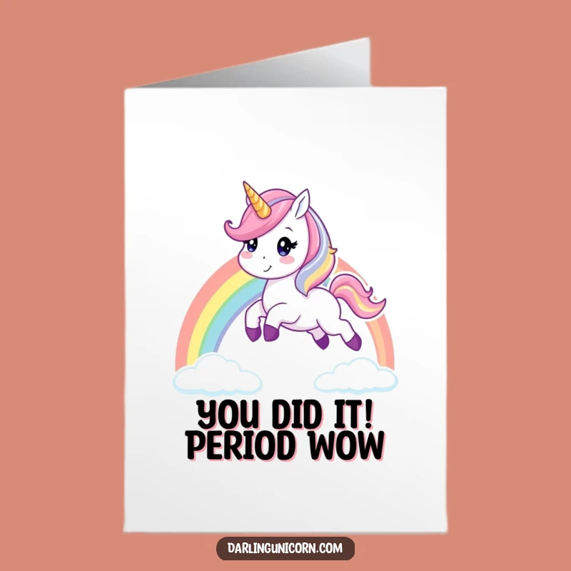Free Printable Congrats Card: Unicorn Rainbow Leap Celebration Downloadable Gift