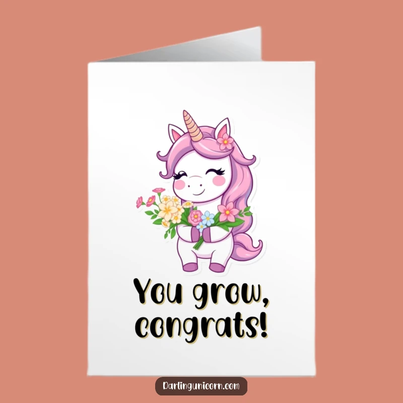 Free Printable Unicorn Card: Flowers for Your Blooming Congratulations!