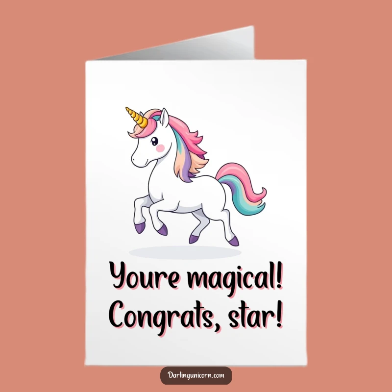 Free Printable Congrats Card: Unicorn Rainbow Celebration - Magical Downloadable Gift