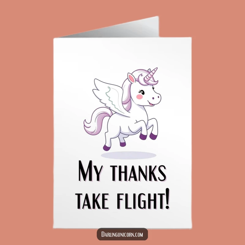 Free Printable Flying Unicorn Thank You Card: Galloping Wings Gratitude Downloadable