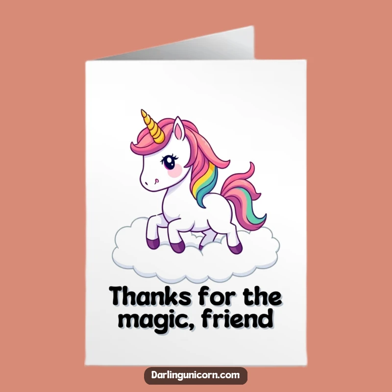Free Printable Kawaii Unicorn Thank You Card: Rainbow Prance for Gratitude Downloadable