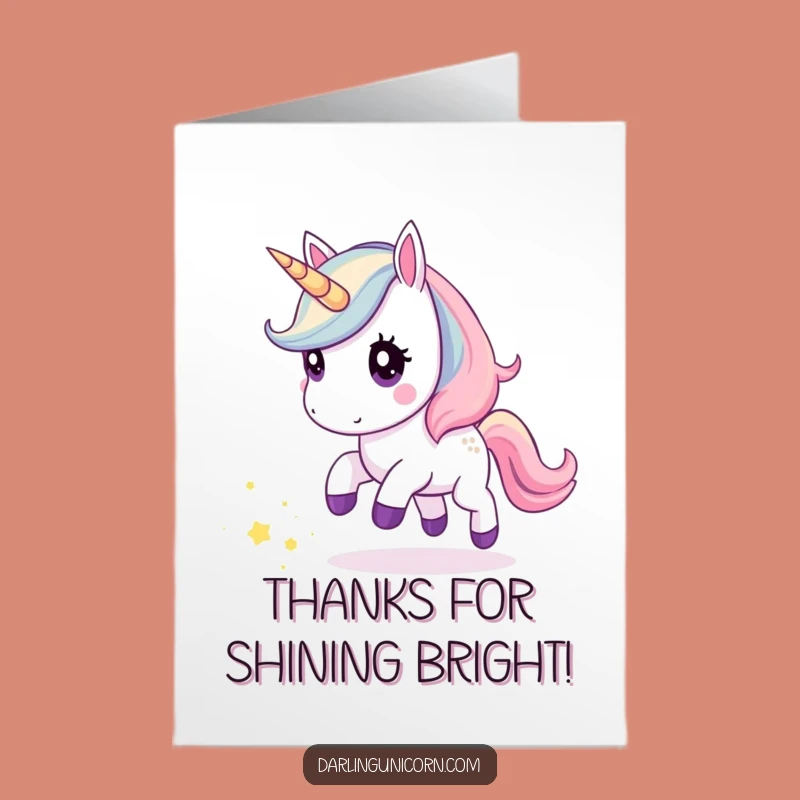Free Printable Thank You Card: Kawaii Unicorn Stardust - Funny Downloadable Surprise Gift