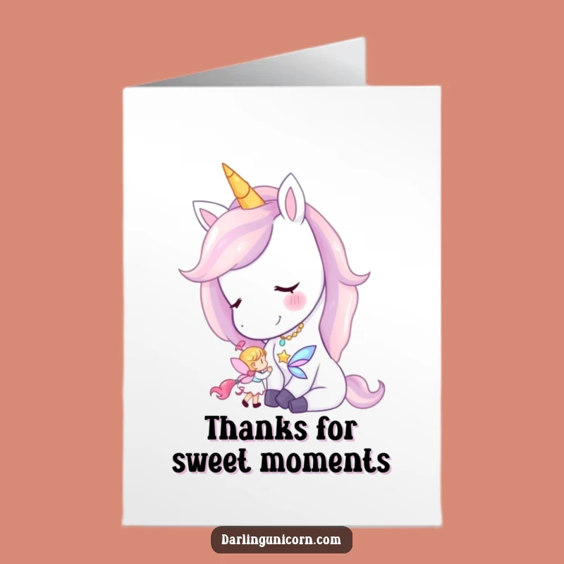 Free Printable Thank You Card: Unicorn & Fairy Embrace, Kind Downloadable Gift!