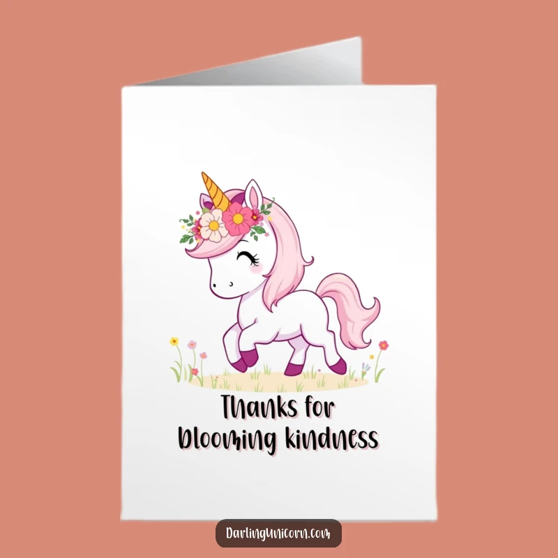 Free Printable Unicorn Thank You Card: Flower Crown Meadow Prance, Funny Downloadable Gratitude