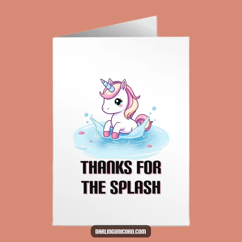Free Printable Unicorn Thank You Card: Pond Splash Gratitude, Funny Downloadable Thanks