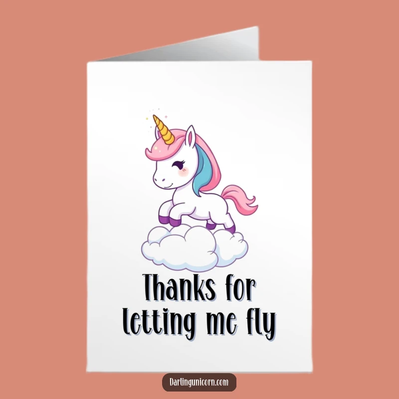 Free Printable Thank You Card: Unicorn's Cloud Leap - Magical Downloadable Gift