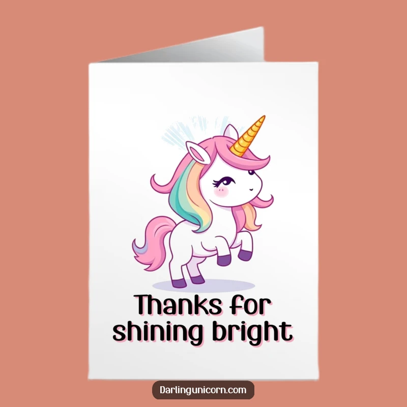 Free Printable Thank You Card: Unicorn Light Show, Grateful Glow, Funny Downloadable Gift!