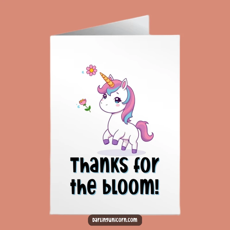 Free Printable Thank You Card: Unicorn Flower Toss for Grateful Blooms