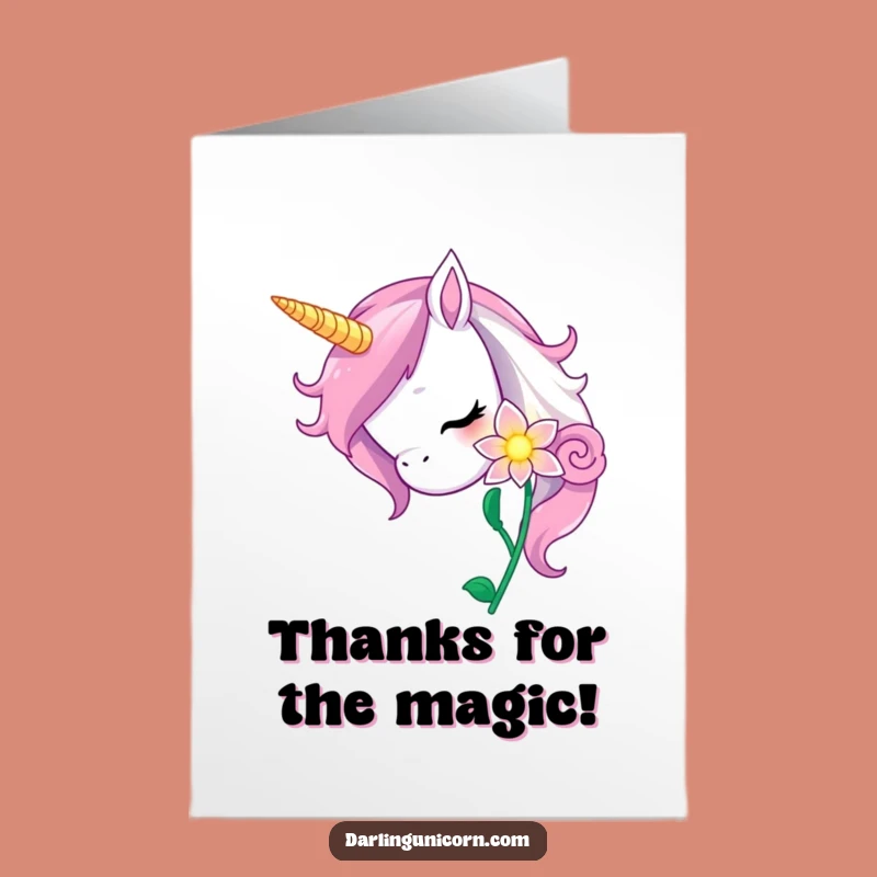 Free Printable Thank You Unicorn & Flower Card - Funny Downloadable Gift for Nature's Beauty