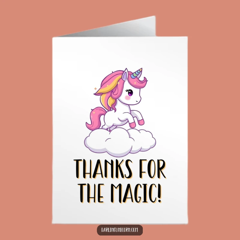 Free Printable Thank You Card: Rainbow Unicorn Leap - Funny Downloadable Gift of Gratitude
