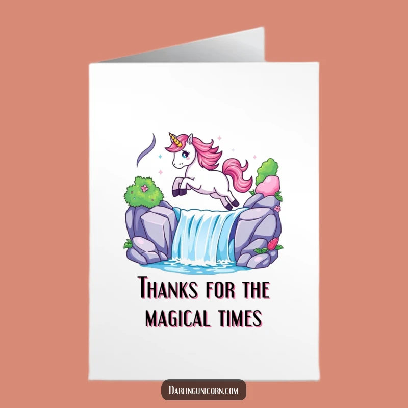 Free Printable Thank You Card: Funny Leaping Unicorn Expressing Gratitude, Perfect Downloadable Gift!