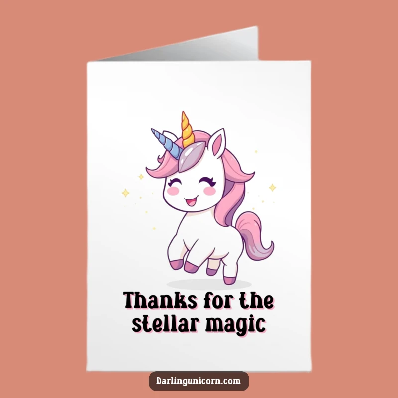 Free Printable Unicorn Thank You Card: Joyful Stardust Trail Downloadable