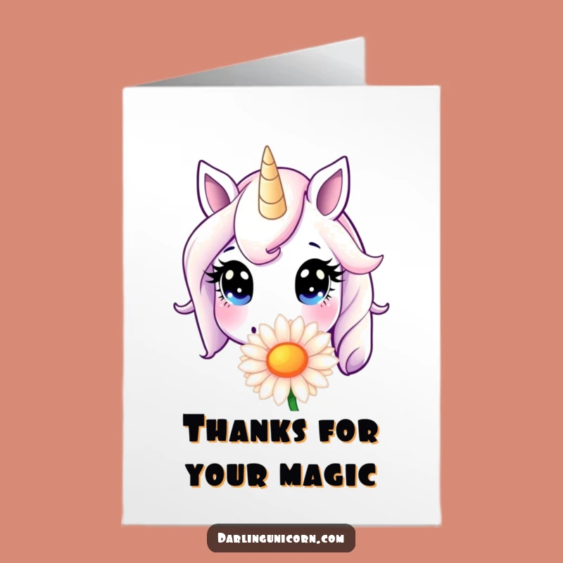 Free Printable Unicorn Thank You Card: Daisy Sniffing, Funny Downloadable Gift