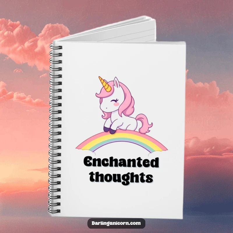 Funny Unicorn Notebook: Mischievous unicorn riding a rainbow bridge, perfect for jotting down magical and funny thoughts.