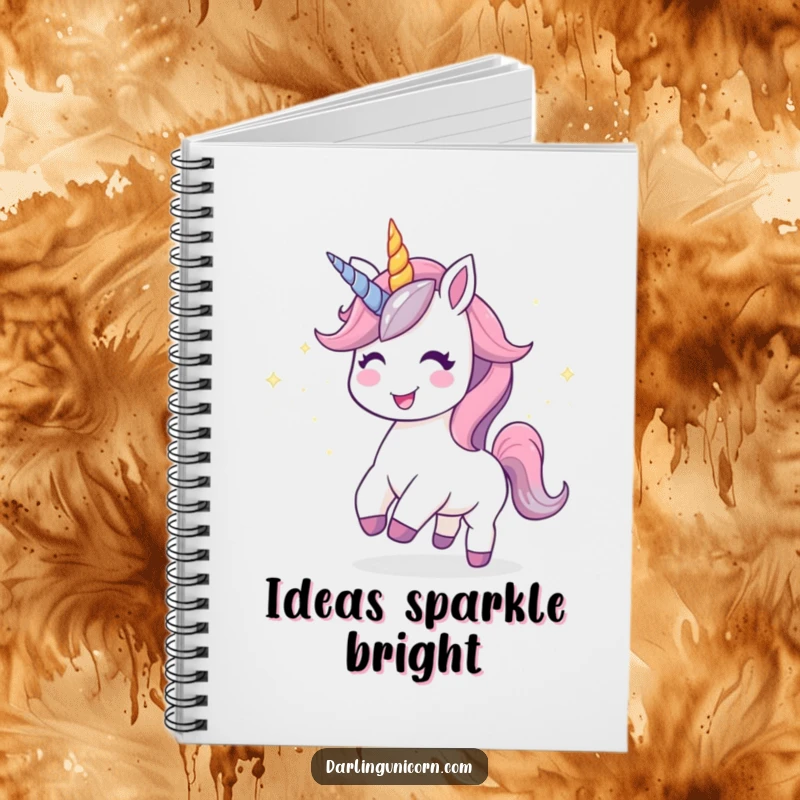 Funny Kawaii Unicorn Notebook: A joyful unicorn leaves a trail of glittering stardust, perfect for capturing magical thoughts.